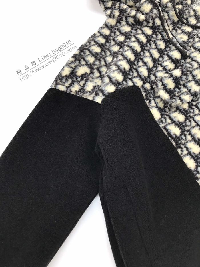 Dior男裝 迪奧秋冬新款滿身logo半拉鏈羊羔毛連帽外套 保暖時尚 男女同款  ydi3003
